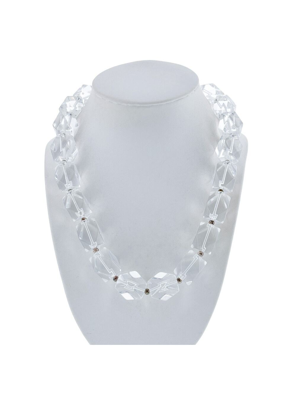 Italian Paola Valentino Sterling Silver 925 Faceted Crystal Magnet Necklace 20"